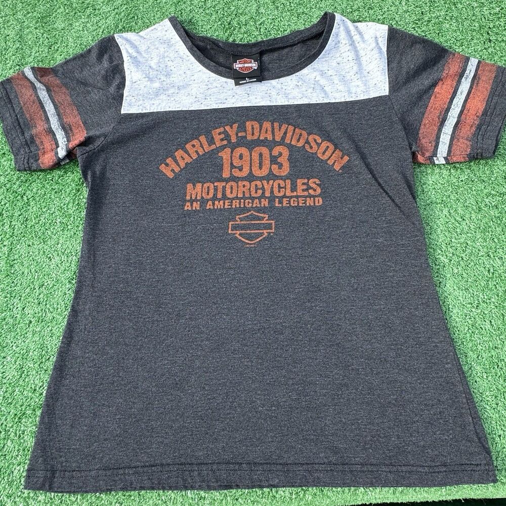 Harley Davidson Women’s Tee Size L Zanesville OH Fink’s Dealer Shirt 1903